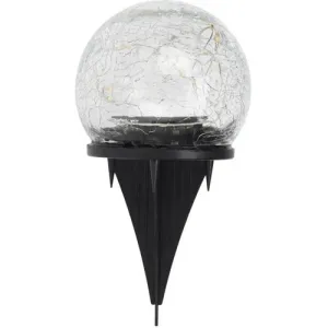 Szklana lampa solarna Crackle Ball, śr. 15 cm, 20 LED, ciepła biała