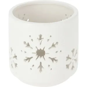 Świecznik cementowy Snowflake II biały, 7,8 x 8 cm
