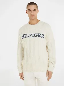 Tommy Hilfiger Cable Monotype Crew Neck Sweter Biały