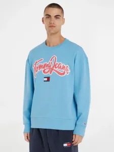 Tommy Jeans College Pop Text Crew Bluza Niebieski