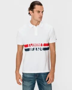 Tommy Jeans Block Stripe Polo Koszulka Biały #297542