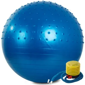 Piłka gimnastyczna do masażu 65 cm z pompką, niebieska