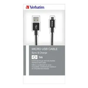 Verbatim USB kabel (2.0), USB A samec - microUSB samec, 1m, reversible, černý, box, 48863