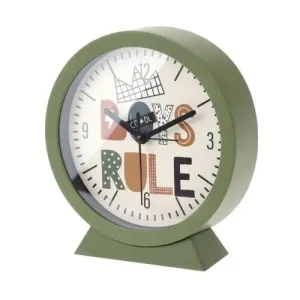 Zegar stołowy dla dzieci, Boys Rule, zielony, śr. 15 cm